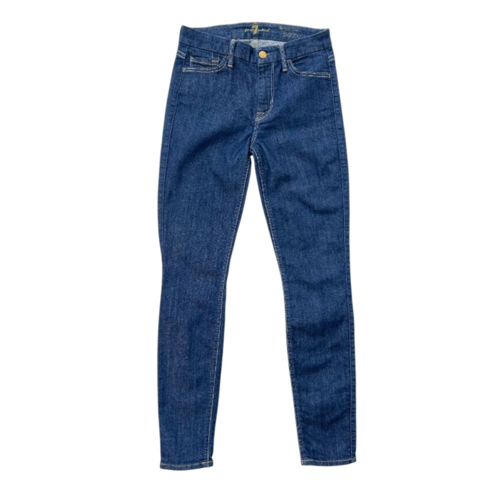 7 For All Mankind The High Waist Skinny Jean with Exposed Stitching Medium Wash